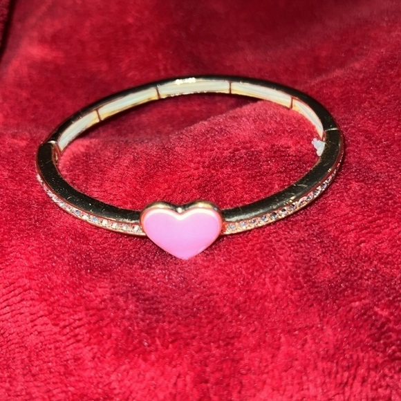 💗 18 k Gold Tone Love Pink Heart Charm bling Bracelet - Picture 4 of 10